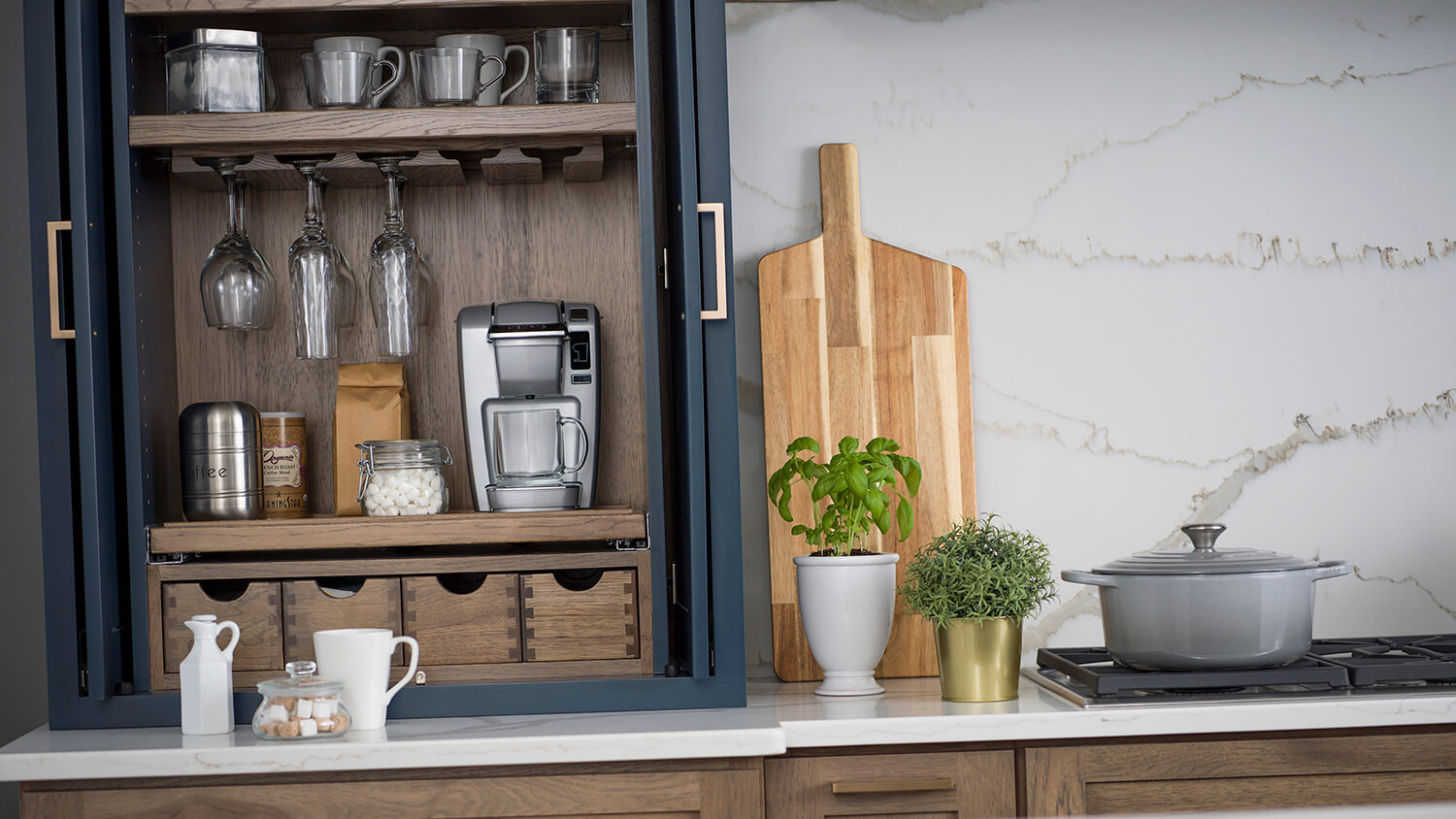 Beverage Center Larder used for home bar storage.