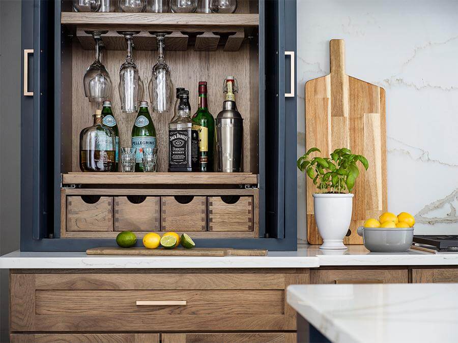 Beverage Center Larder used for home bar storage.