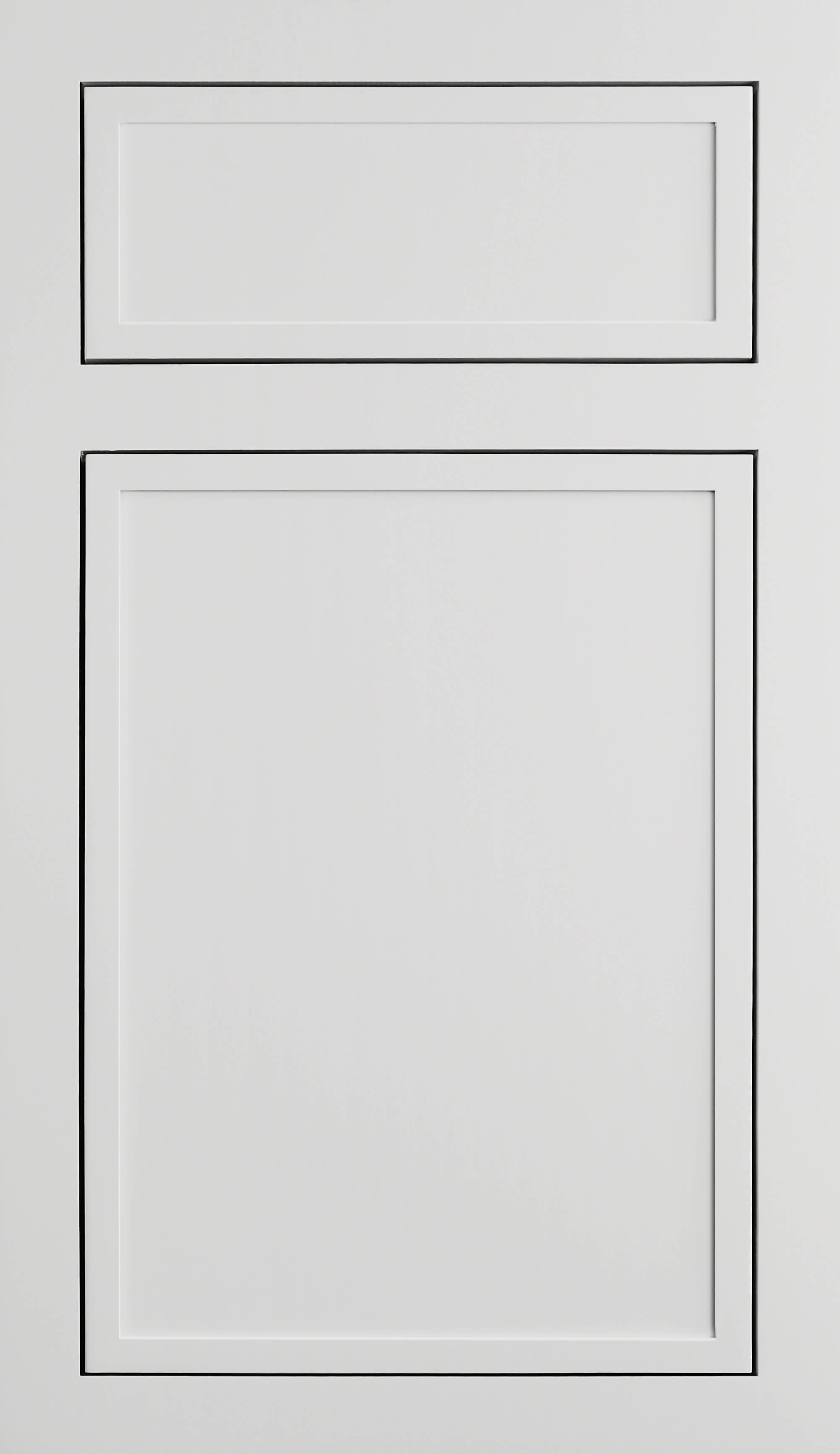 An inset cabinet door with a skinny shaker design using thin rails and styles.