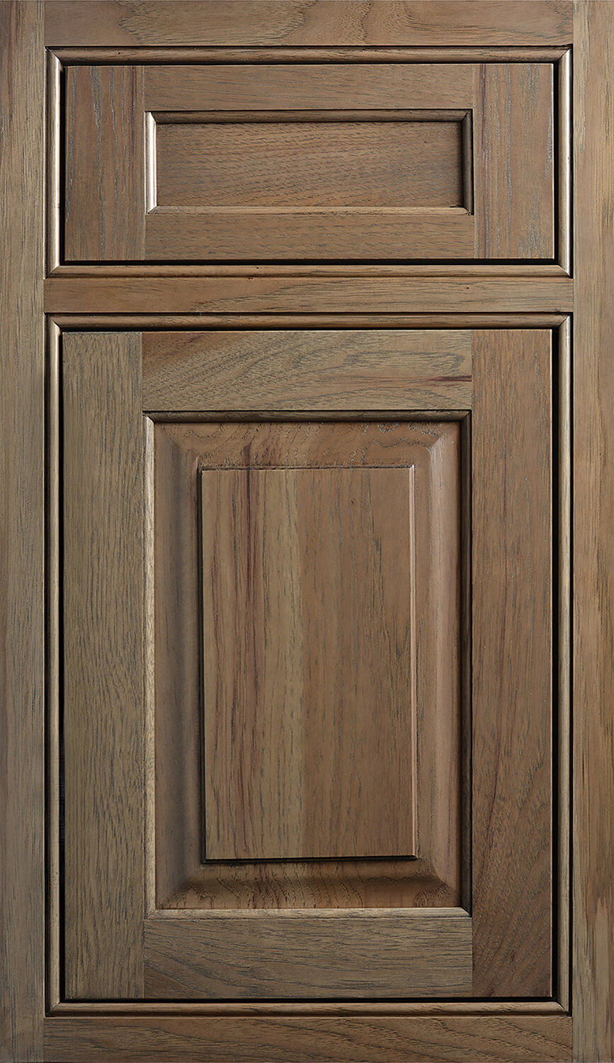 A traditional styled inset door with raised panels crafted by Dura Supreme Cabinetry.