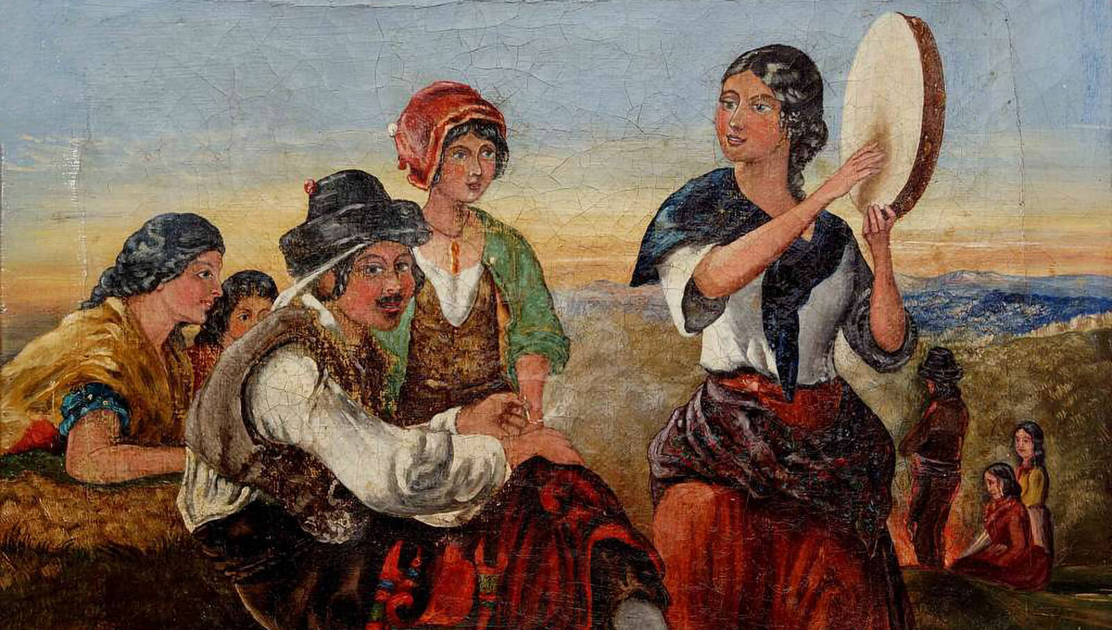 A 1850s painting of Spanish Romani people by artist Francis William Topham. (Public Domain).