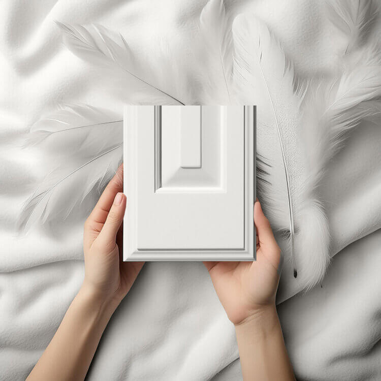 Pantone Color of the Year 2026, Cloud Dancer 11-4201 shown on cabinetry.